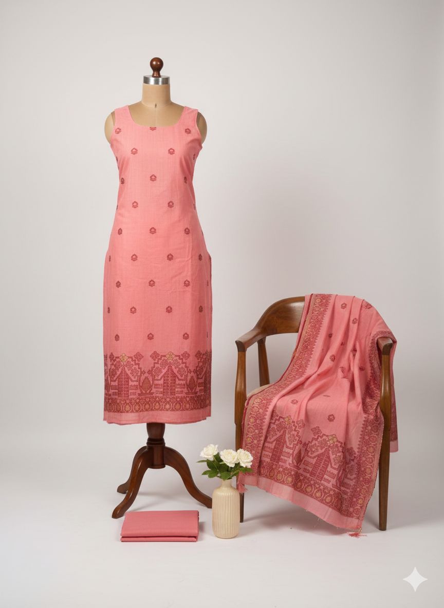 Shree Shanti Selection - Dusty Pink Embroidered Dress Material