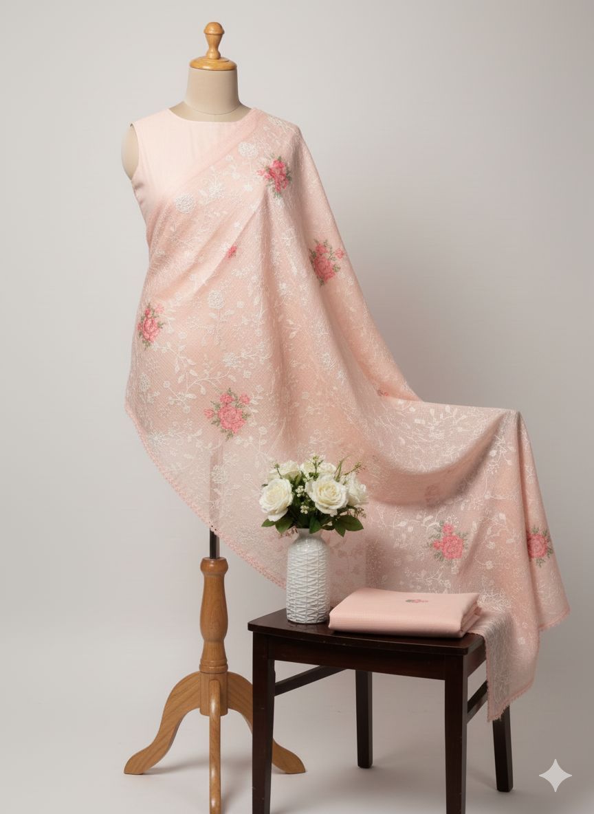 Shree Shanti Selection - Light Pink Printed Dress Material