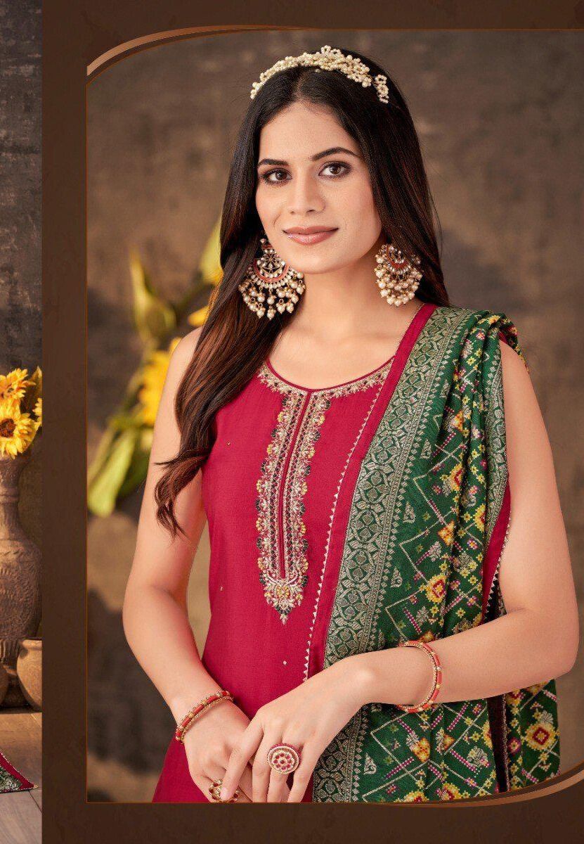 Shree Shanti Selection - Red Straight Kurti Set for Womens