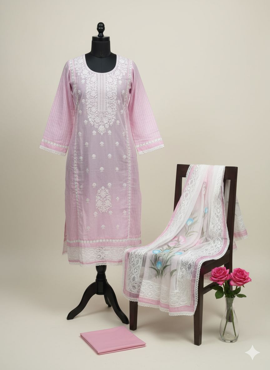 Shree Shanti Selection - Lavender Embroidered Dress Material for Women