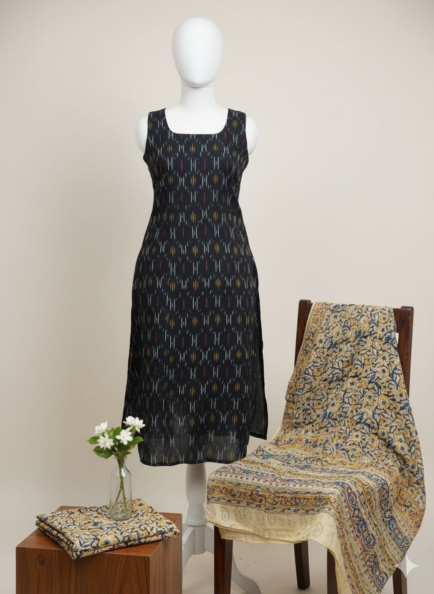 Shree Shanti Selection - Black Printed Dress Material