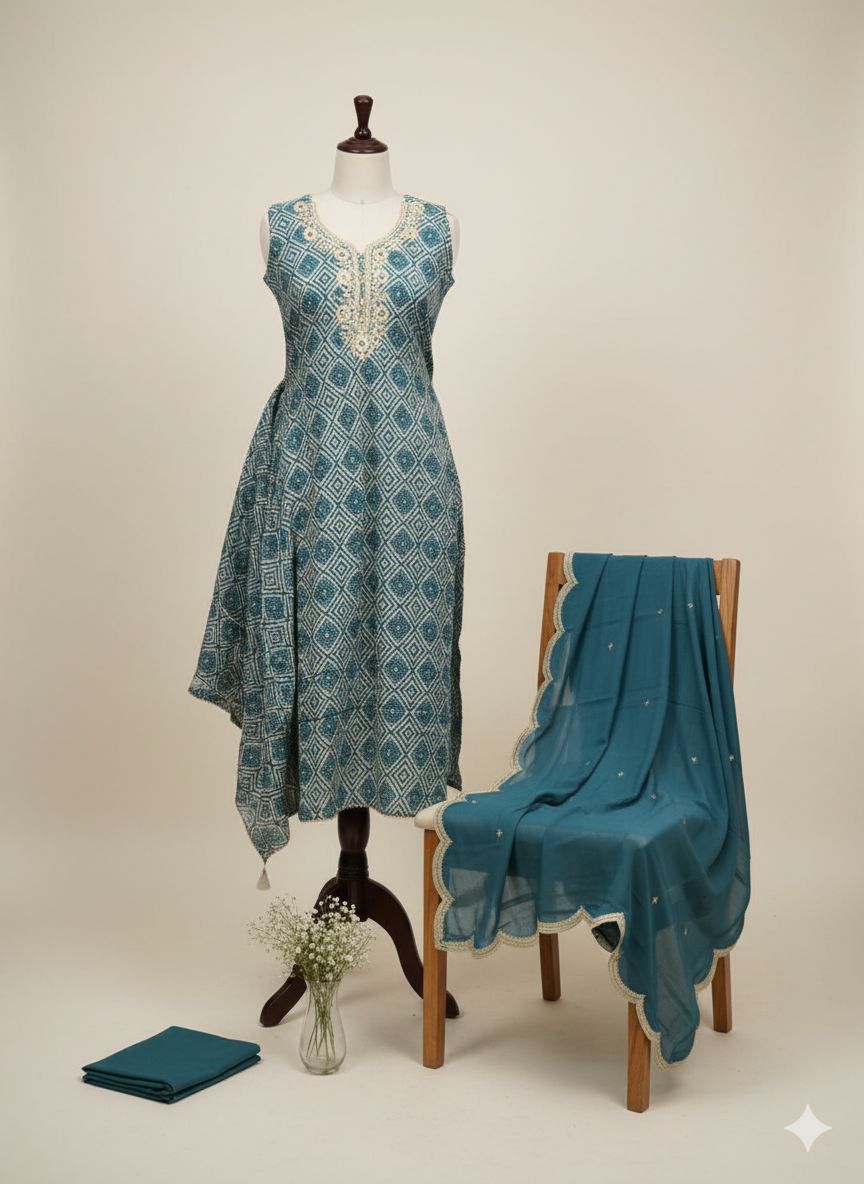 Shree Shanti Selection - Blue Printed Dress Material