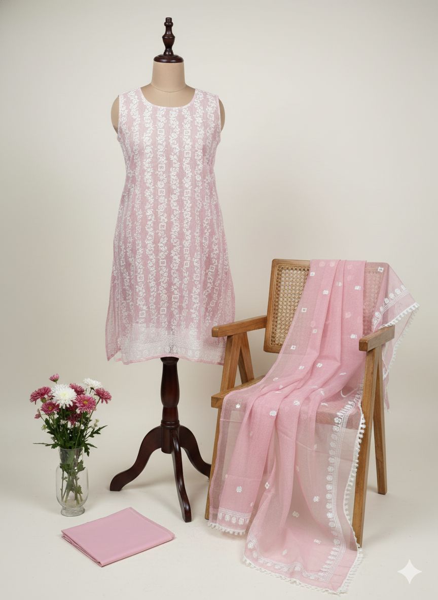 Shree Shanti Selection - Pink Printed Dress Material