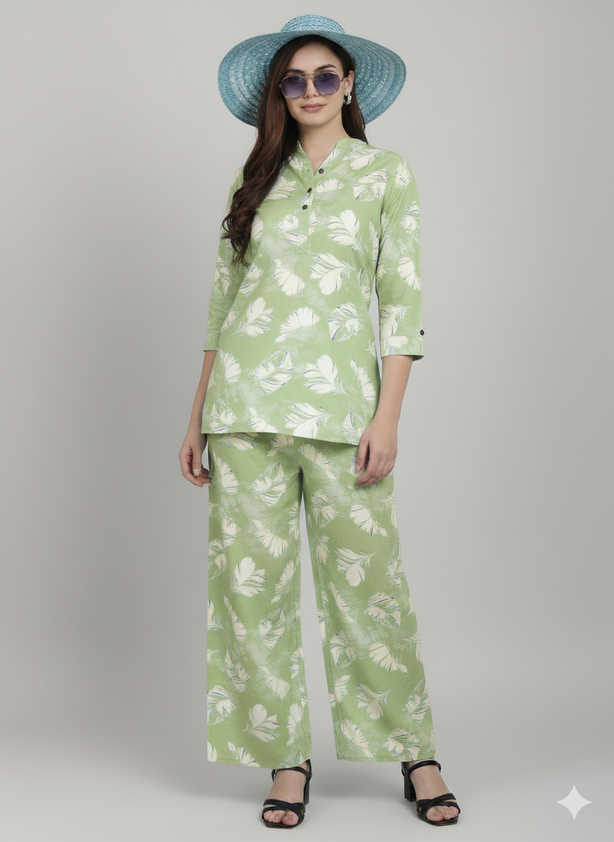 Shree Shanti Selection - Blue Printed Nightdress Coord Set for Women