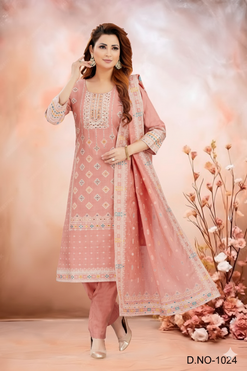 Shree Shanti Selection - Women's Pink Straight Cut