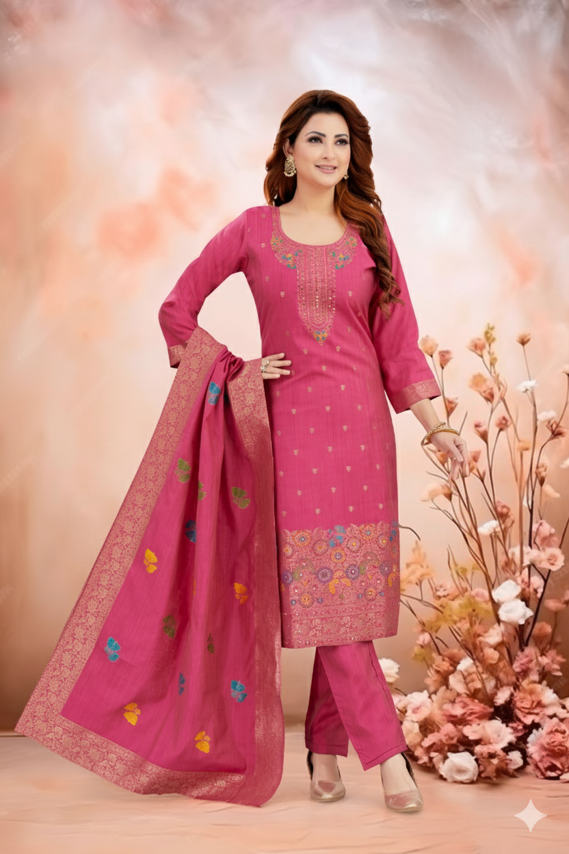 Shree Shanti Selection - Pink Straight Cut Suit for Women