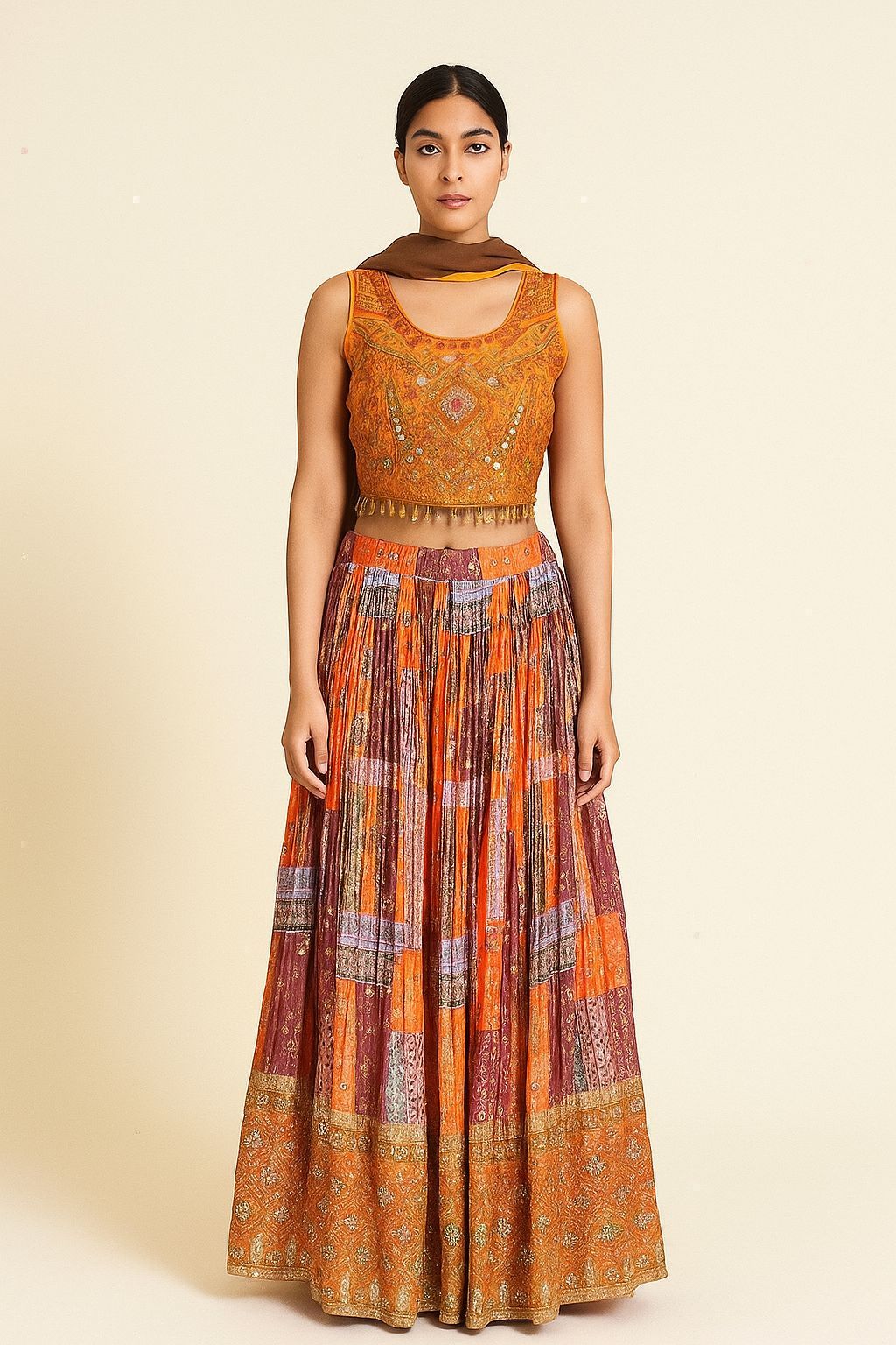 Shree Shanti Selection - Orange Multi-Color Lehenga for Women