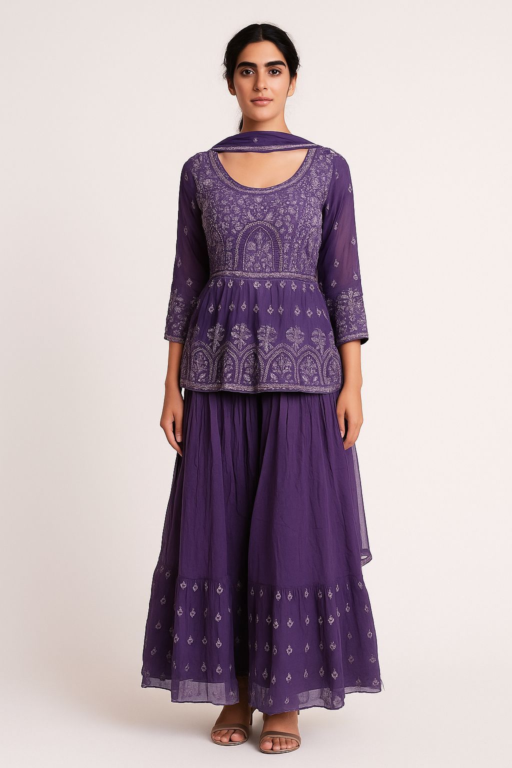 Shree Shanti Selection - Purple Embroidered Sharara Set for Women