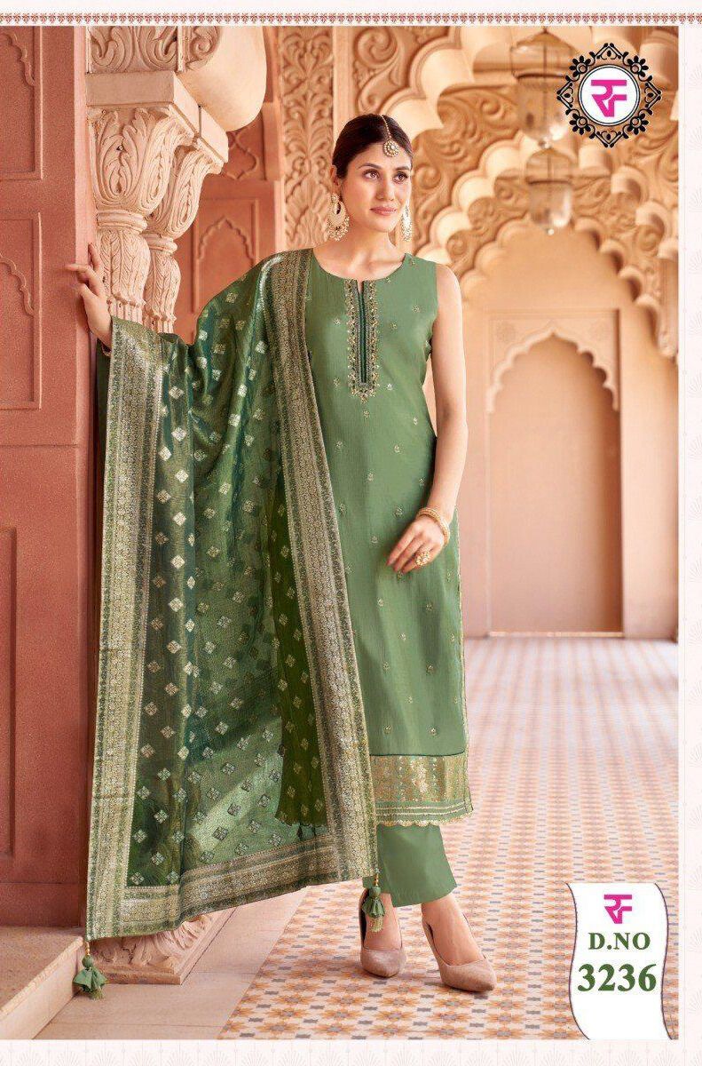 Shree Shanti Selection - Green Straight Cut Suit with Embellished Dupatta for Women