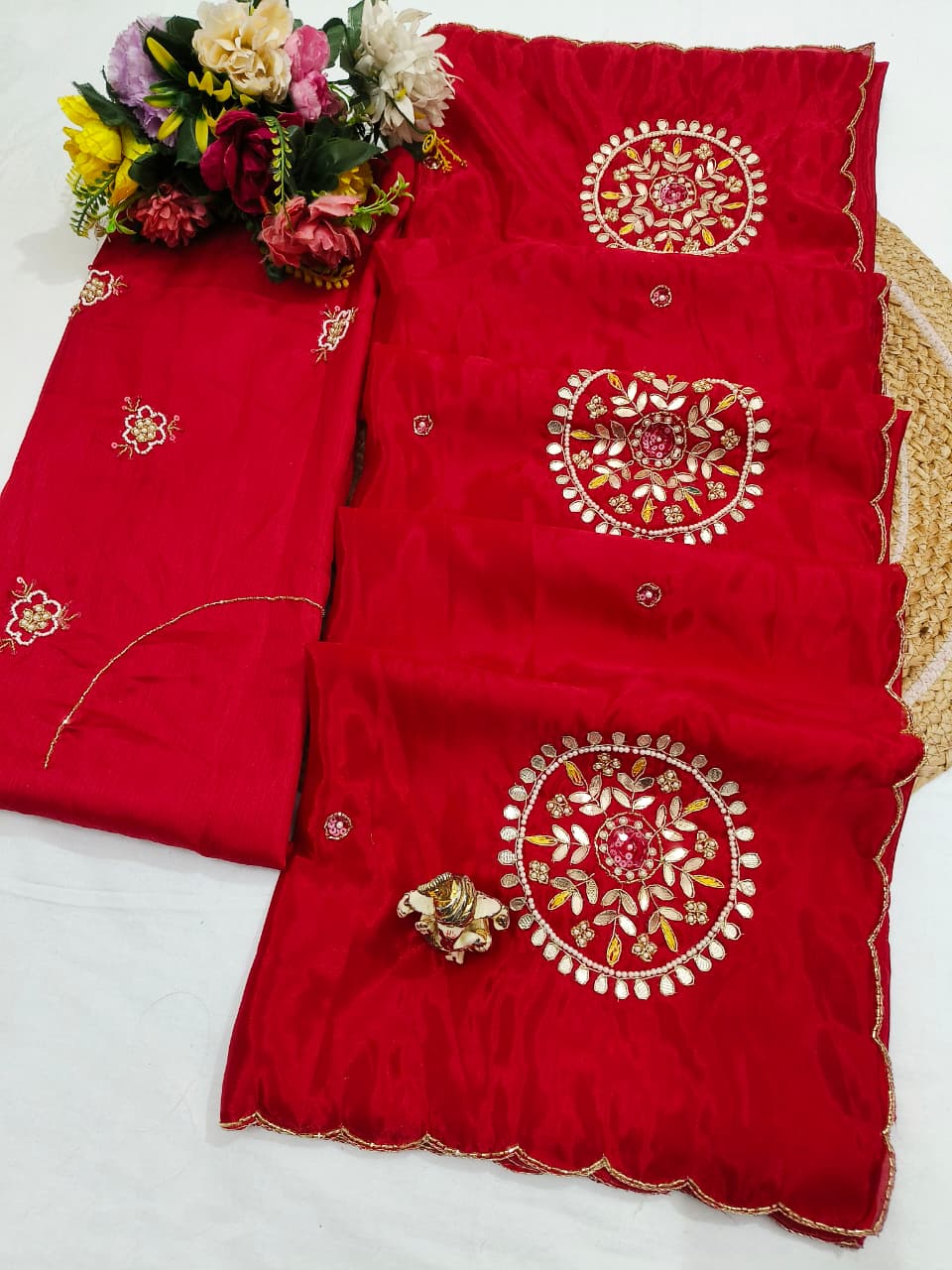 Shubh Sarees - Diamond Chiffon Gota Saree