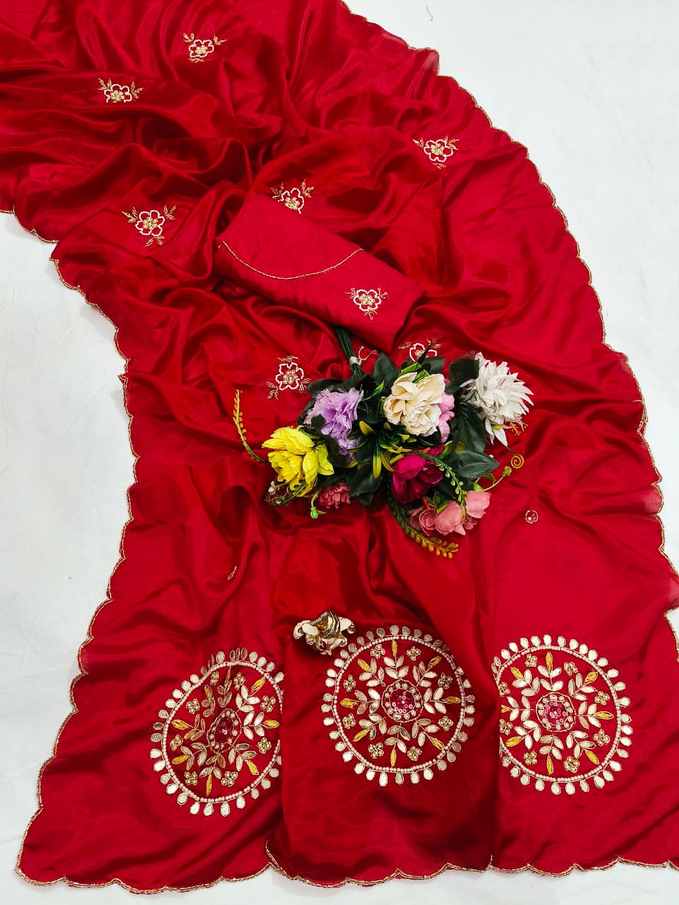 Shubh Sarees - Diamond Chiffon Gota Saree