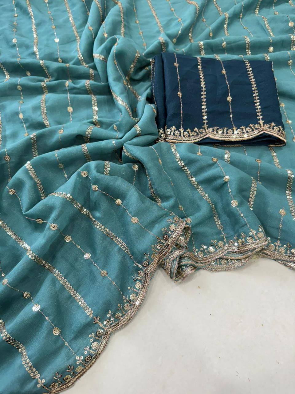 Shubh Sarees - Georgette Sequence Saree