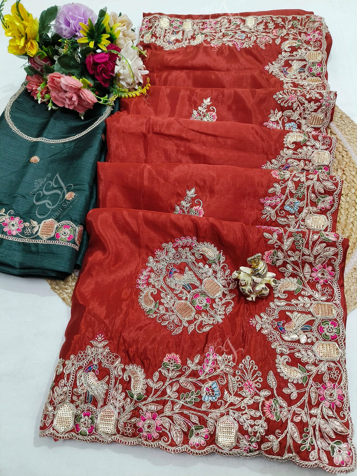 Shubh Sarees - Designer Embroidery Silk Saree