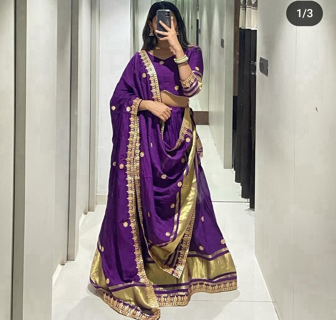 Shubh Sarees - Gota Work Silk Lehenga