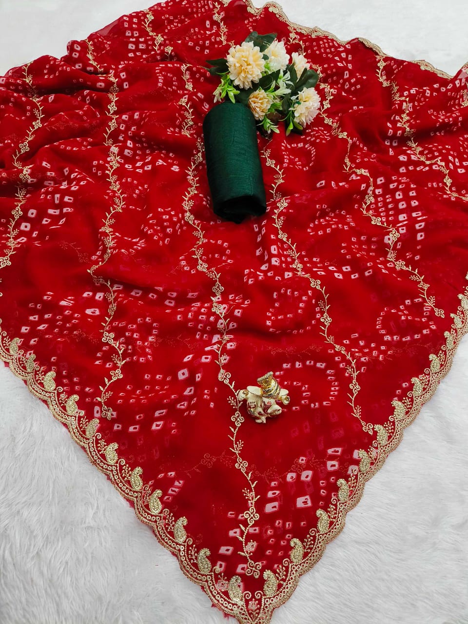 Shubh Sarees - Bandhej Work Georgette Saree