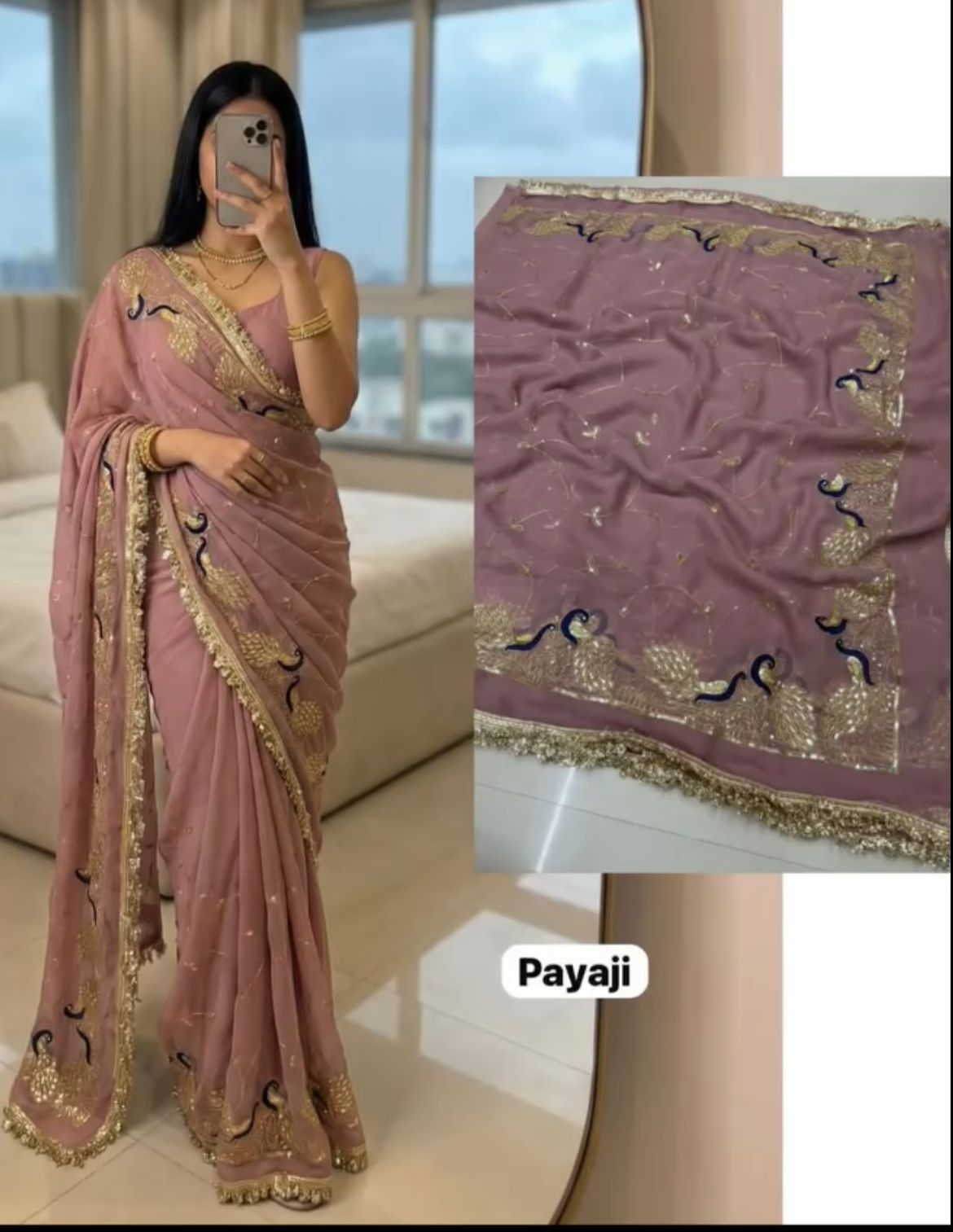 Shubh Sarees - Sequence Work Georgette Saree