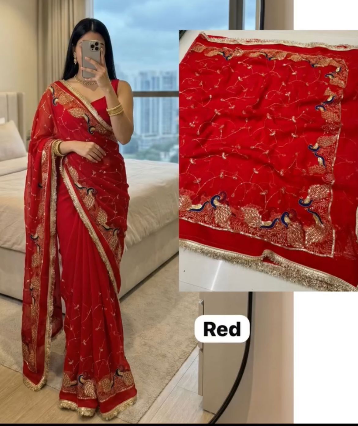 Sequence Work Georgette Saree