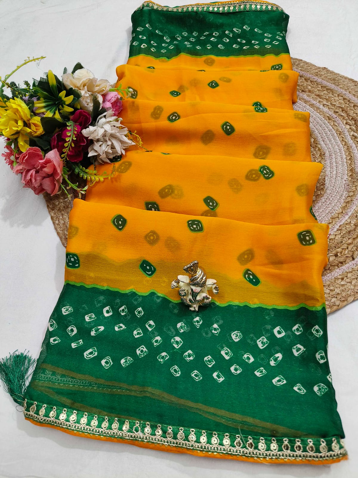 Bandhani Work Georgette Saree