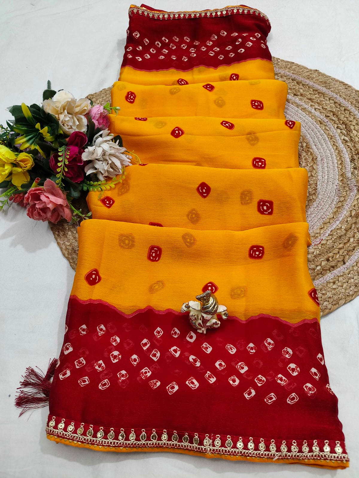 Bandhani Work Georgette Saree