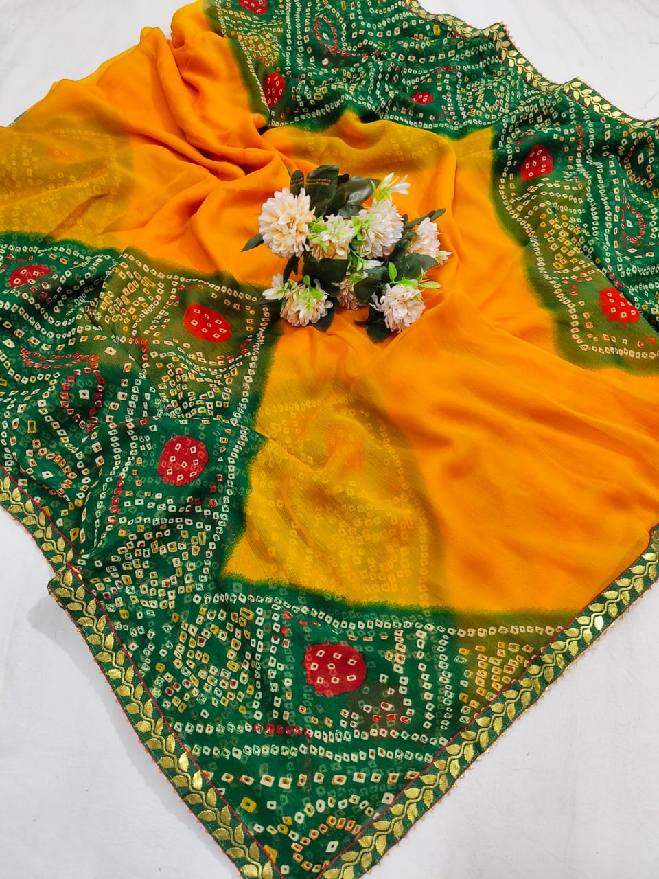 Shubh Sarees - Najmin Bandhani Chiffon Saree