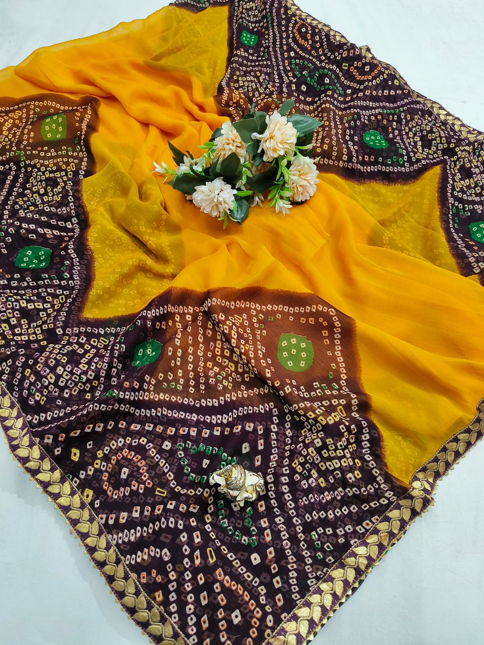 Shubh Sarees - Najmin Bandhani Chiffon Saree