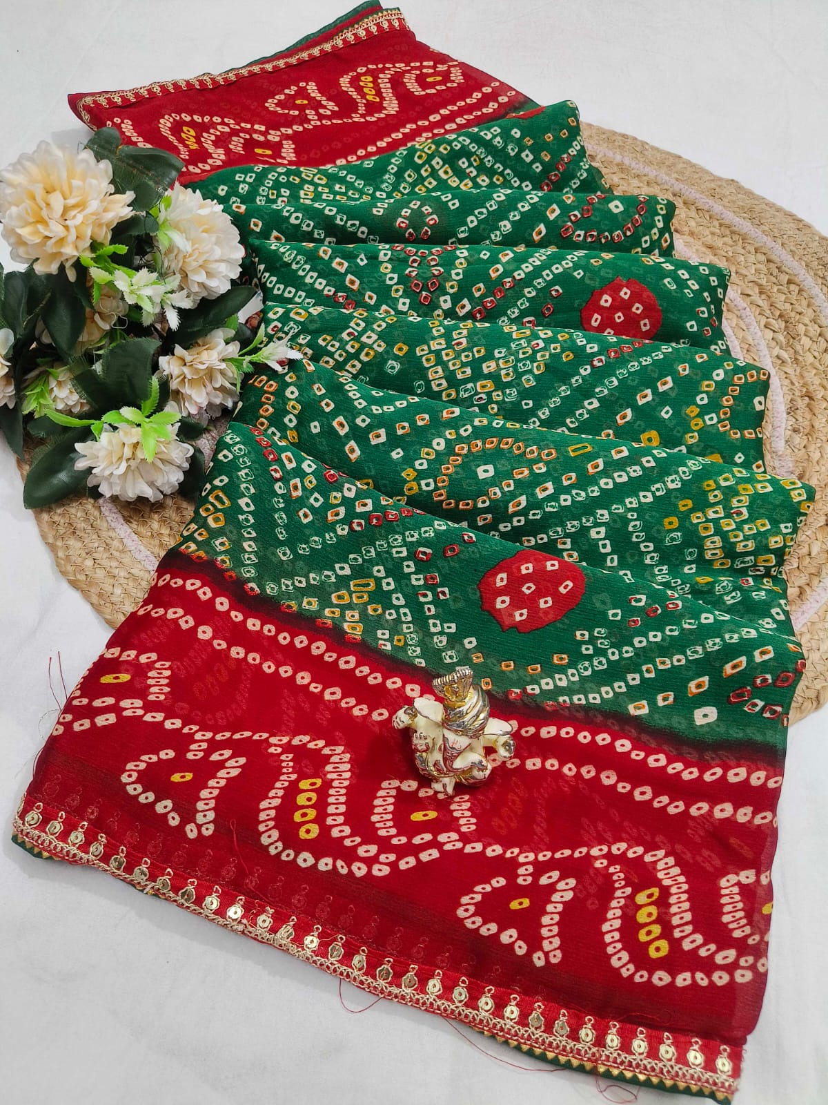 Bandhani Sequence Georgette Saree