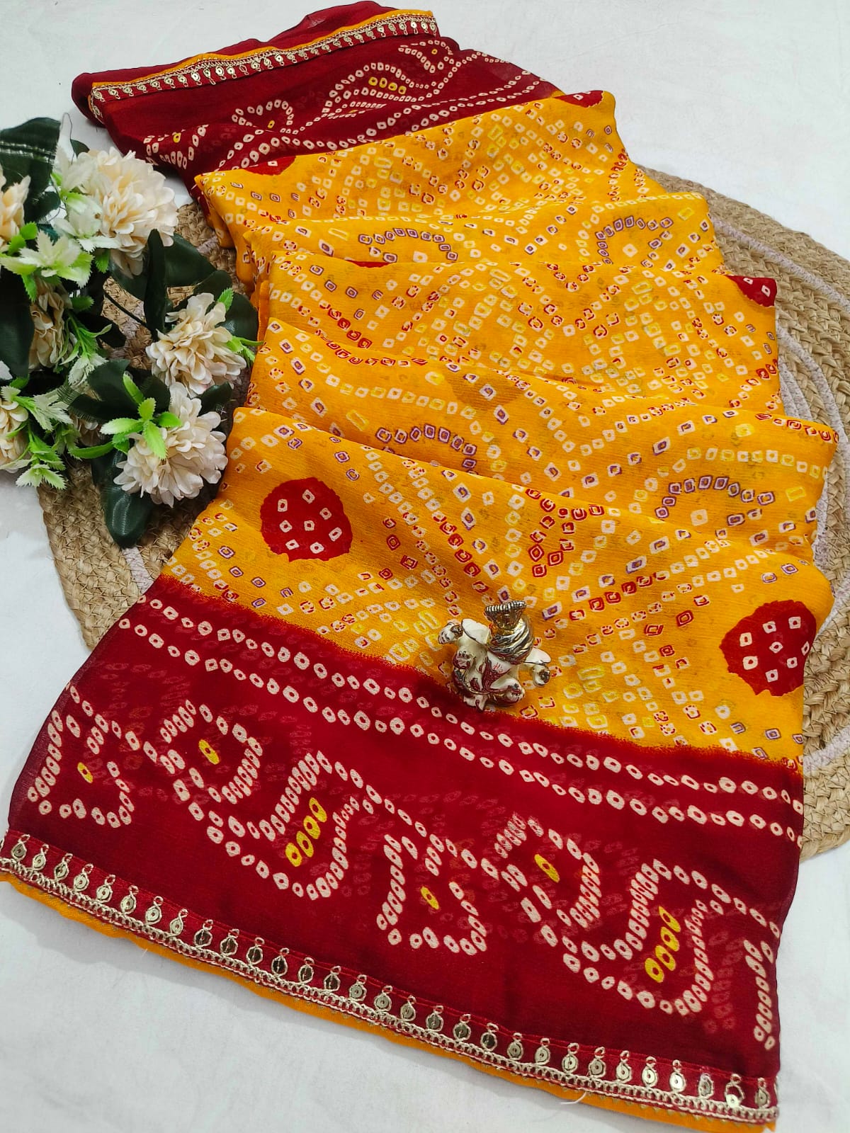 Bandhani Sequence Georgette Saree