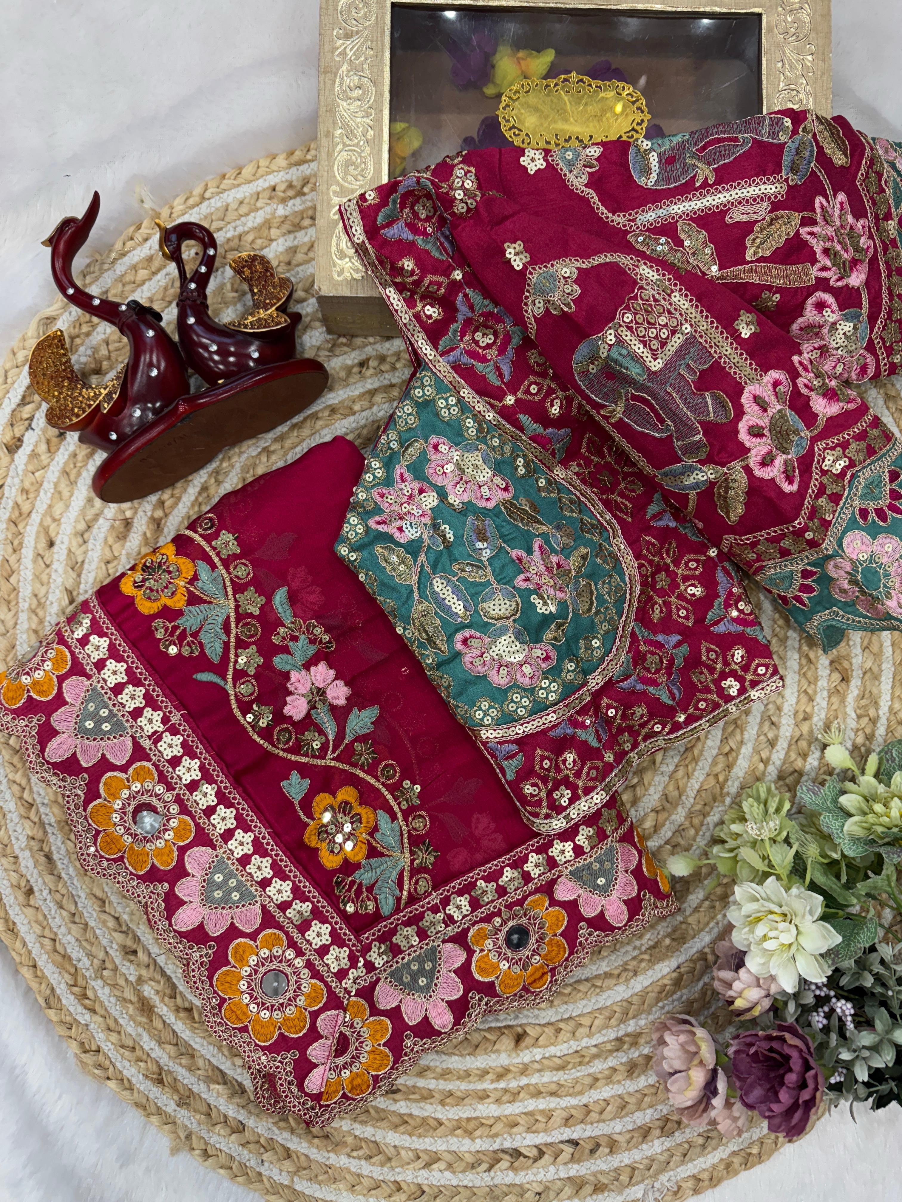 Shubh Sarees - Mirror Embroidery Silk Saree