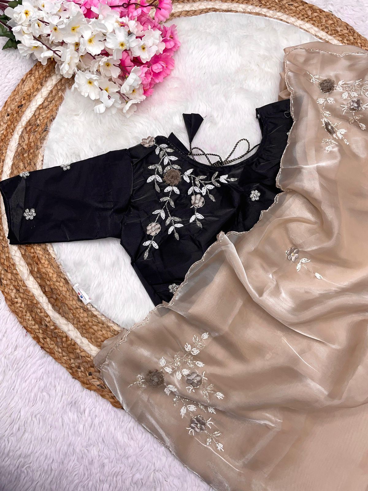 Shubh Sarees - Khatli Work Satin Saree