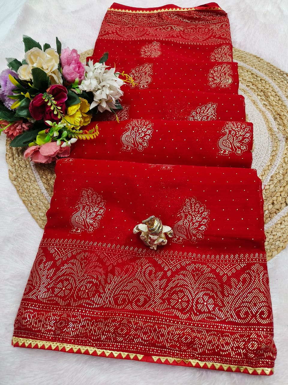 Shubh Sarees - Foil Print Georgette Saree