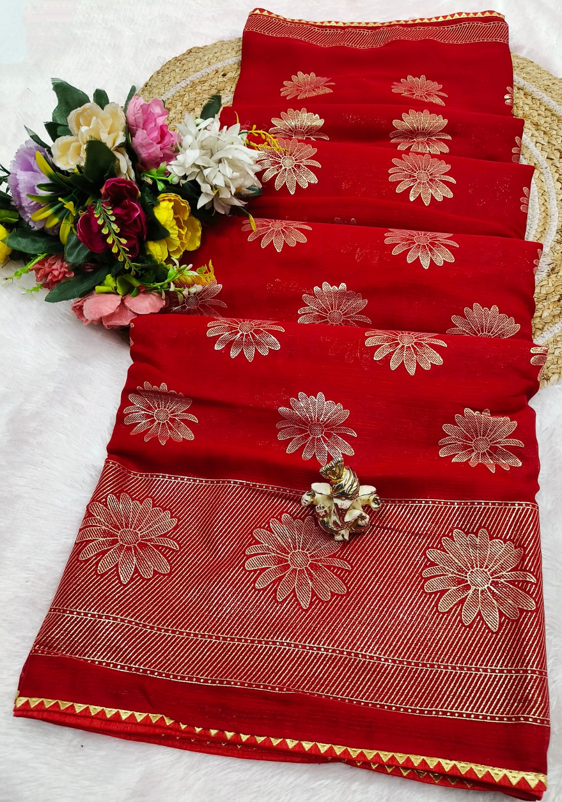 Shubh Sarees - Foil Print Georgette Saree