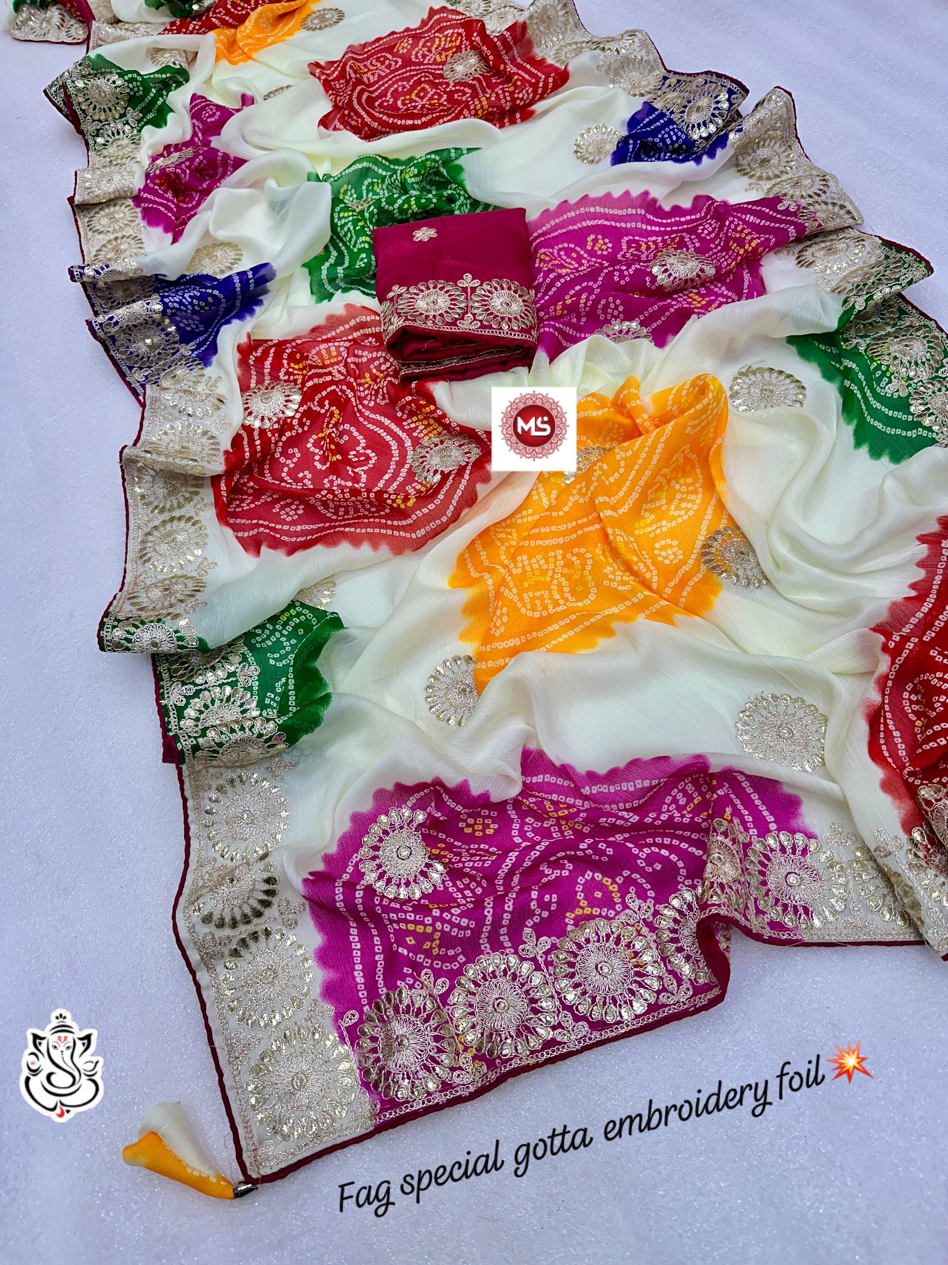 Shubh Sarees - Bandhani Foil Georgette Saree