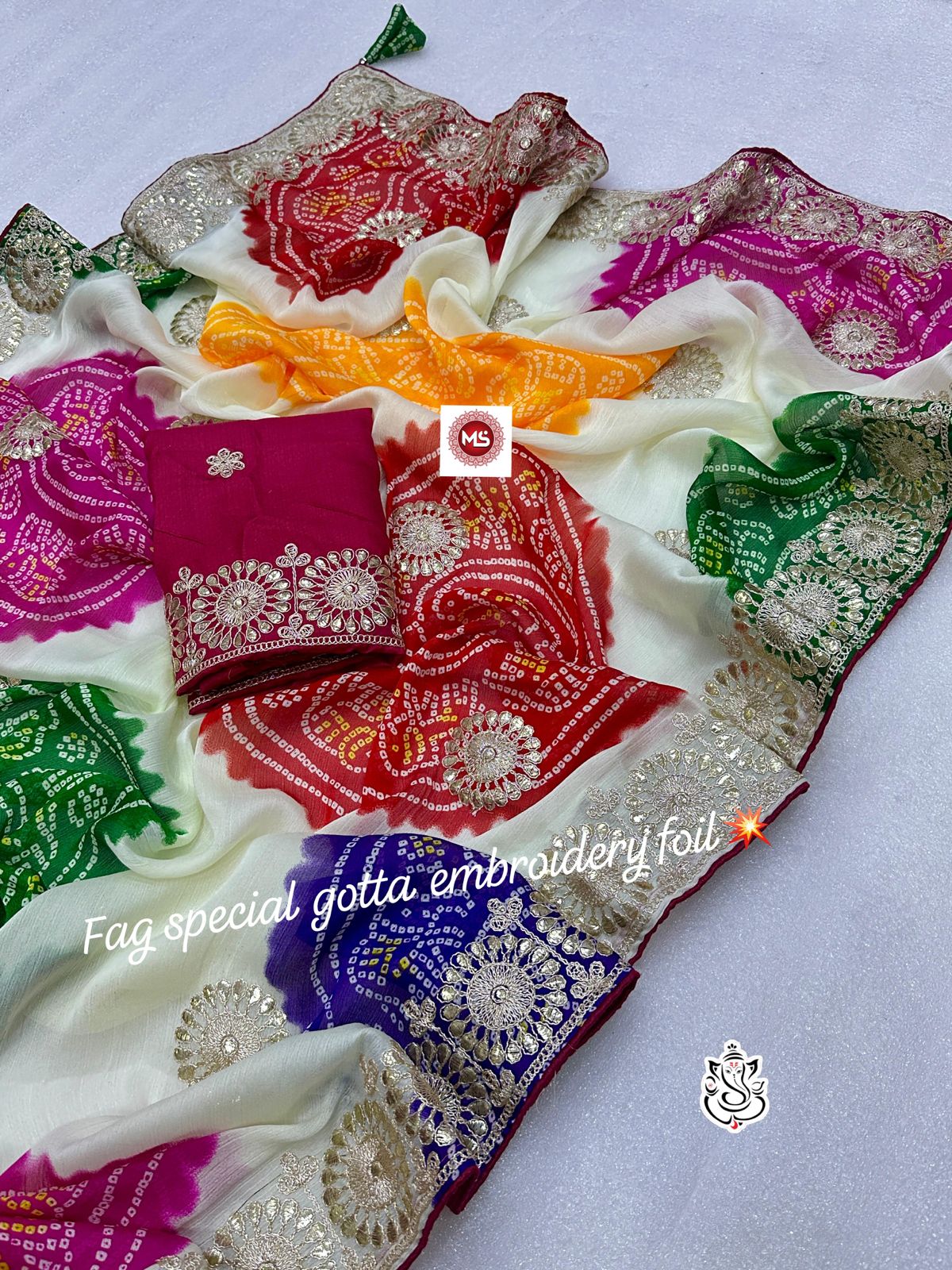 Bandhani Foil Georgette Saree