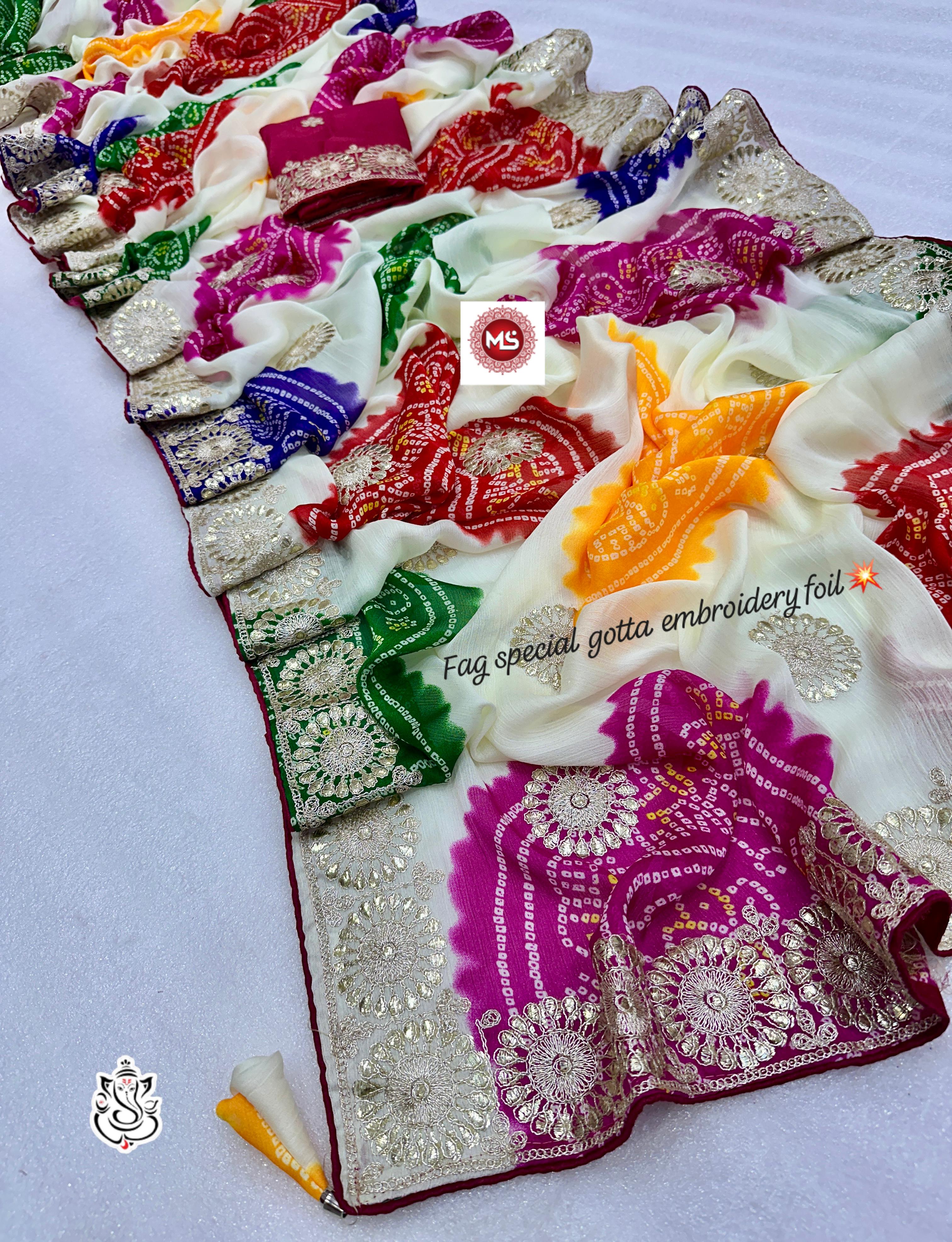 Bandhani Foil Georgette Saree