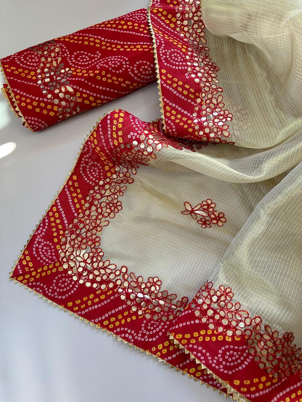 Shubh Sarees - Zari Gota Kota Saree