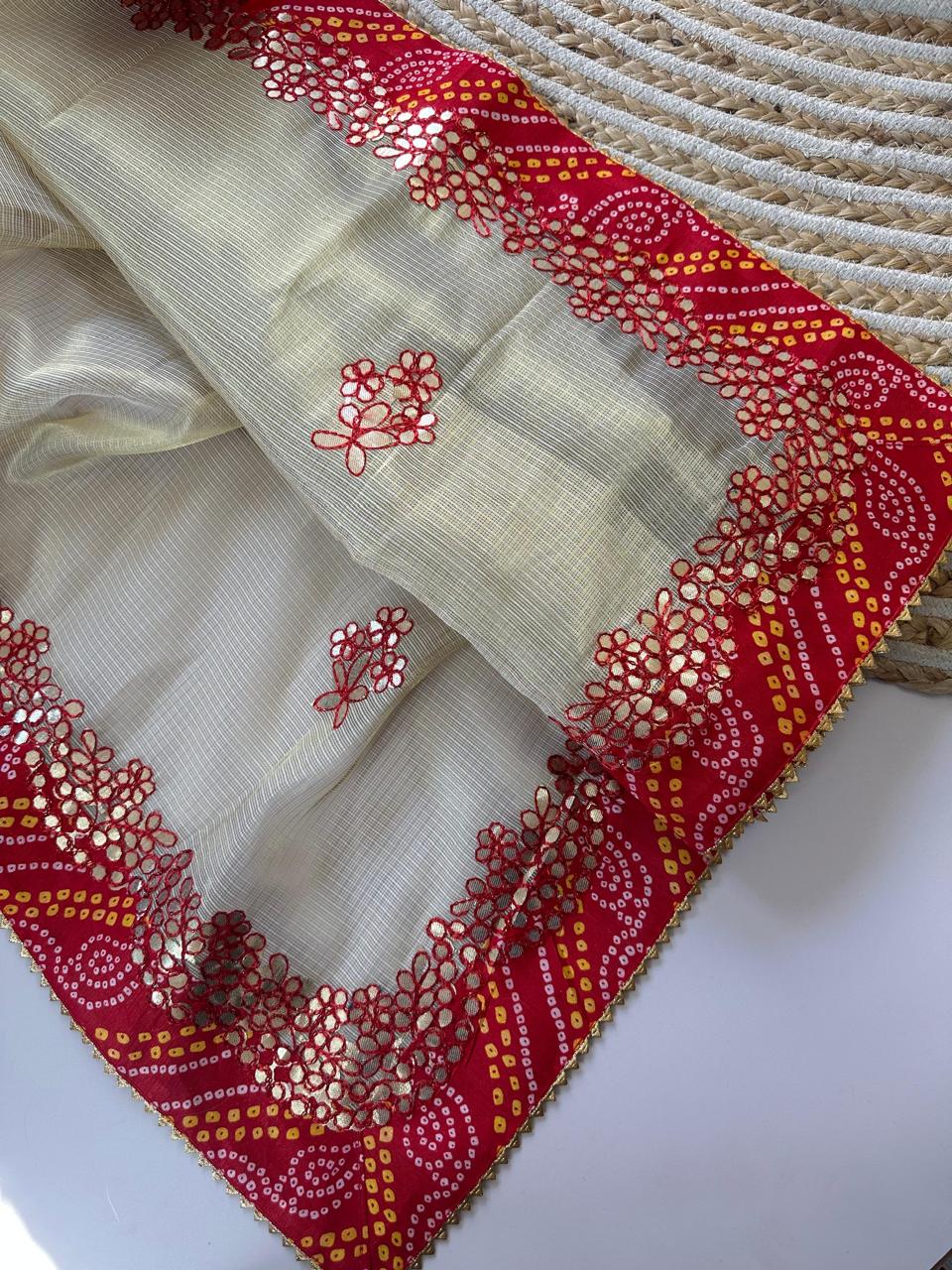 Shubh Sarees - Zari Gota Kota Saree