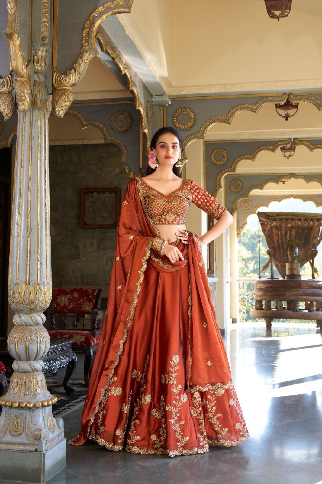 Shubh Sarees - Sequins Embroidery Silk Lehenga