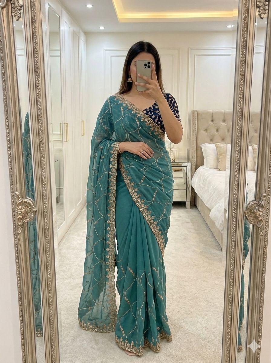 Shubh Sarees - Leheriya Work Georgette Saree