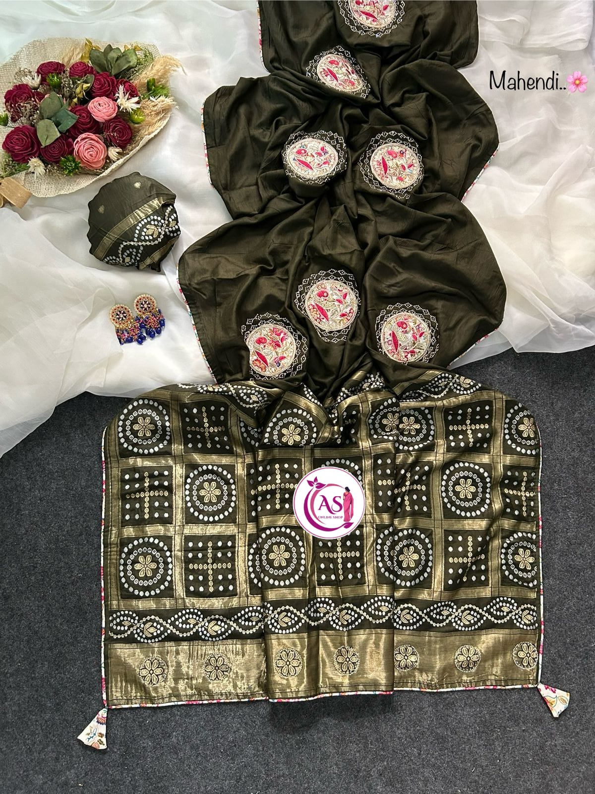 Shubh Sarees - Bandhej Zari Silk Saree