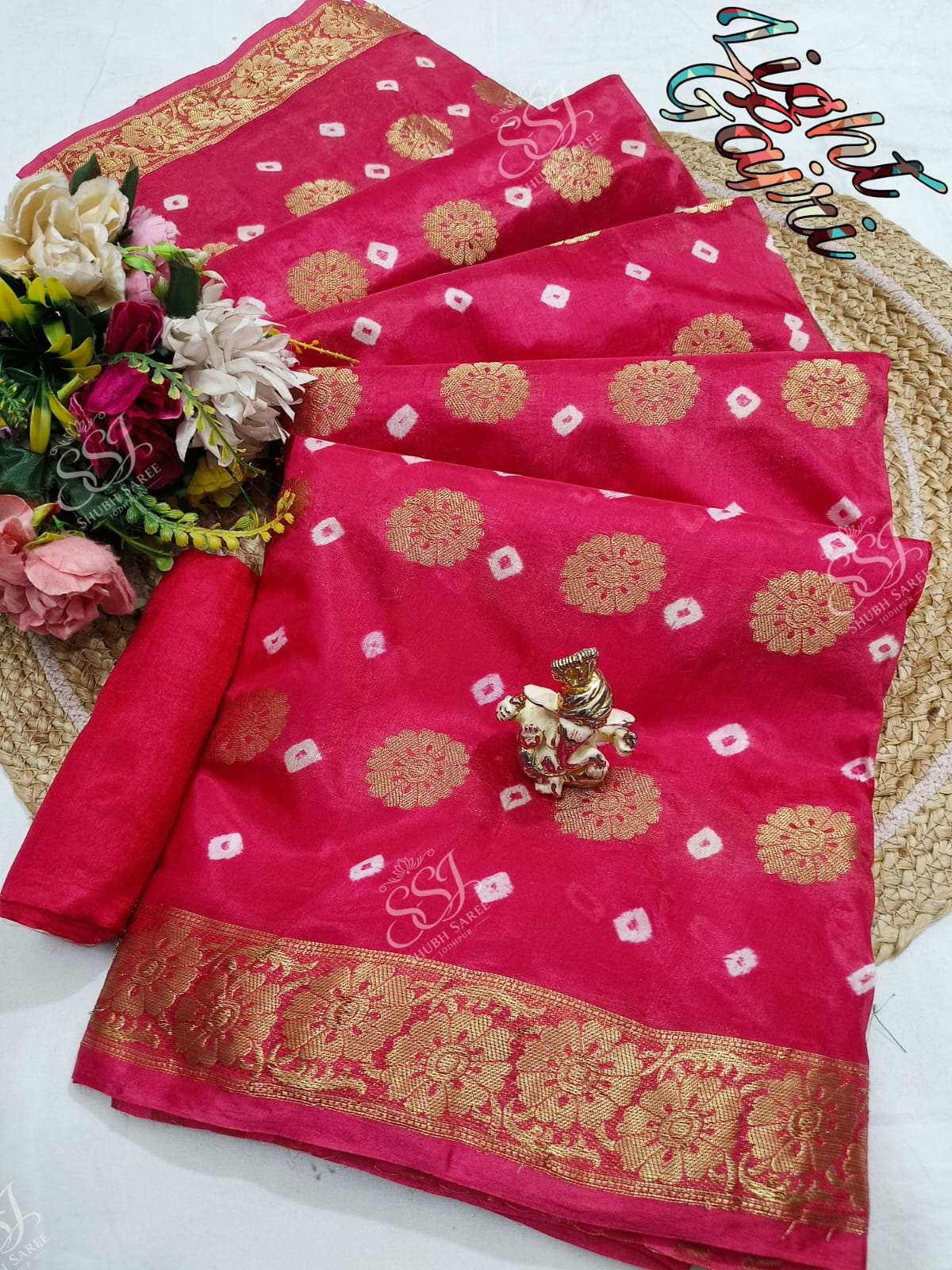 Shubh Sarees - Bandhani Zari Silk Saree