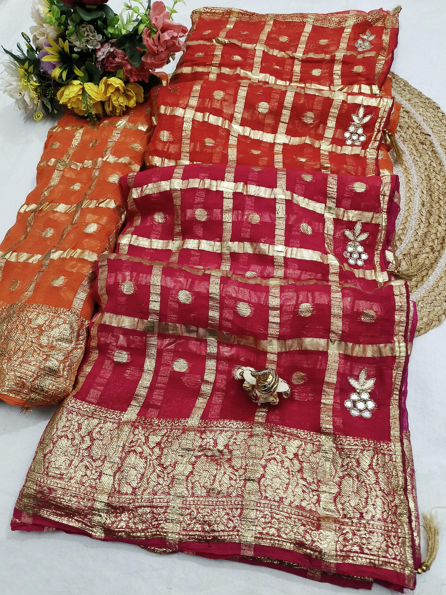 Shubh Sarees - Zari Mirror Georgette Saree