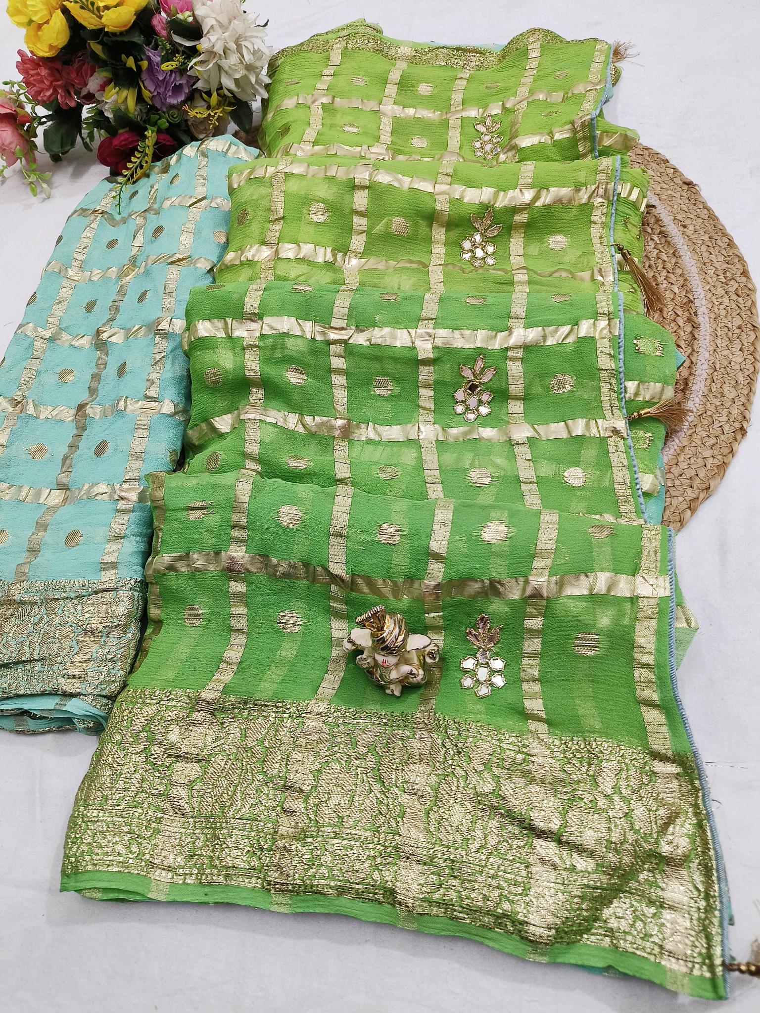 Shubh Sarees - Zari Mirror Georgette Saree