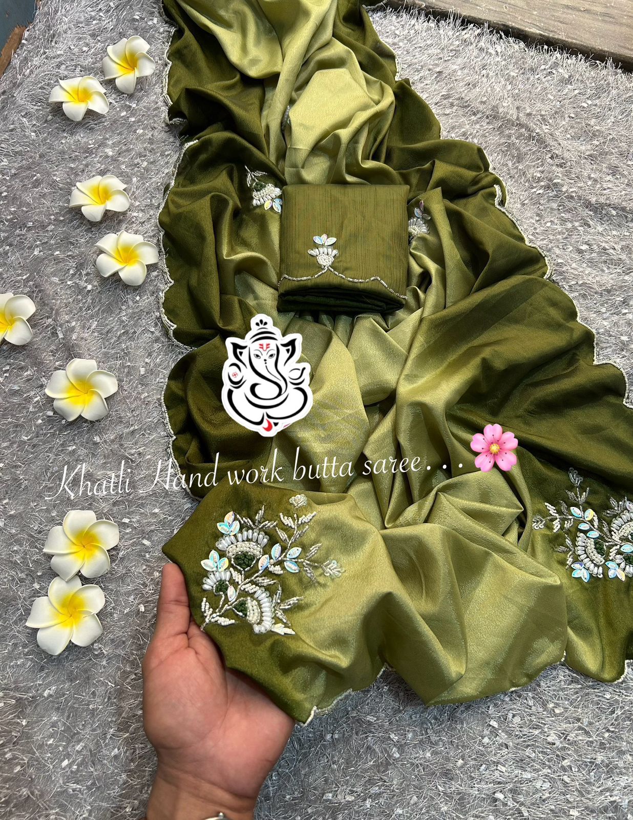 Shubh Sarees - Khatli Work Crepe Saree