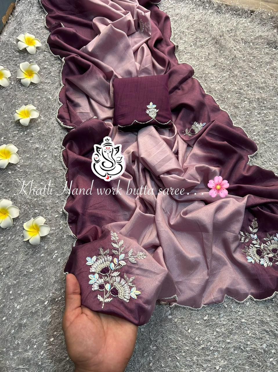 Shubh Sarees - Khatli Work Crepe Saree