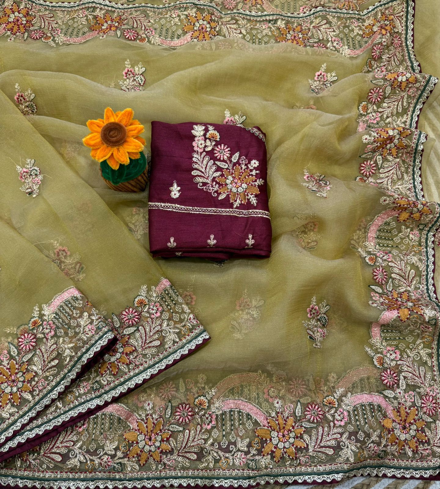 Shubh Sarees - Zari Embroidery Silk Saree