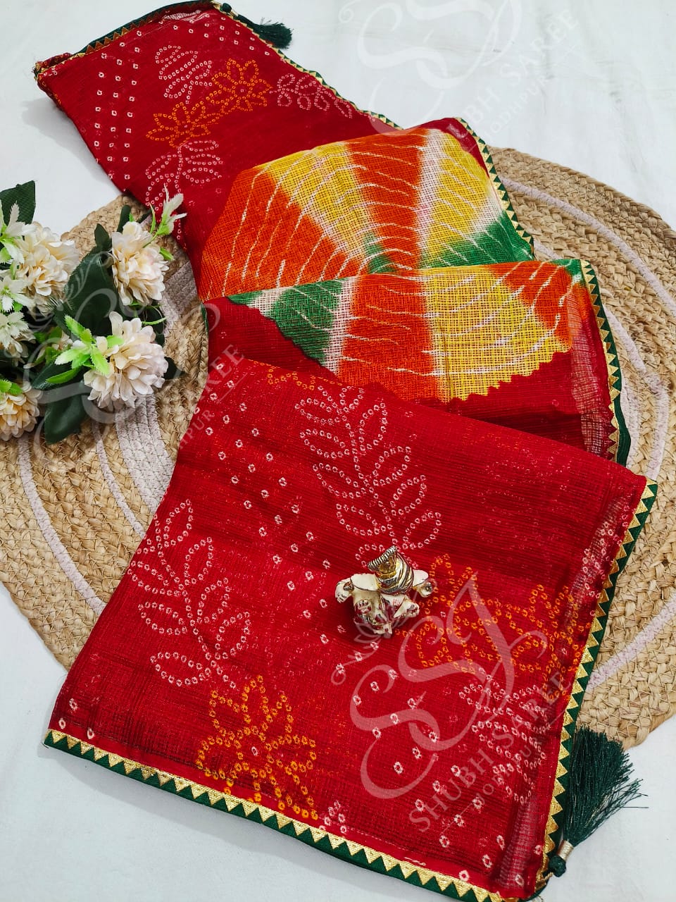 Shubh Sarees - Bandhani Print Cotton Saree