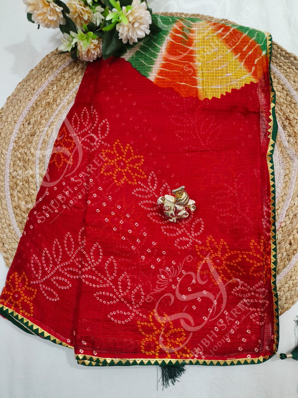 Shubh Sarees - Bandhani Print Cotton Saree