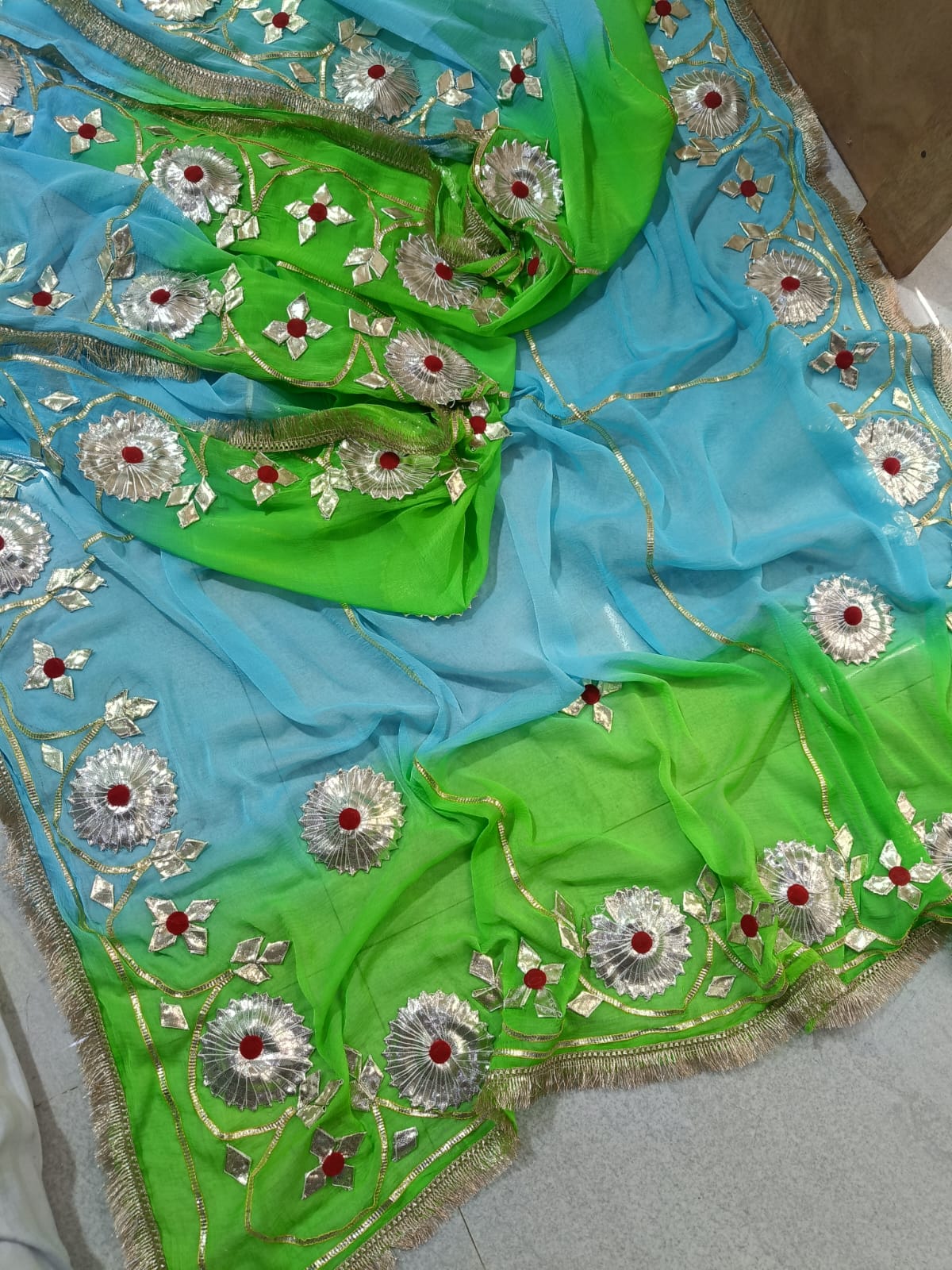 Diamond Chiffon Gota Saree