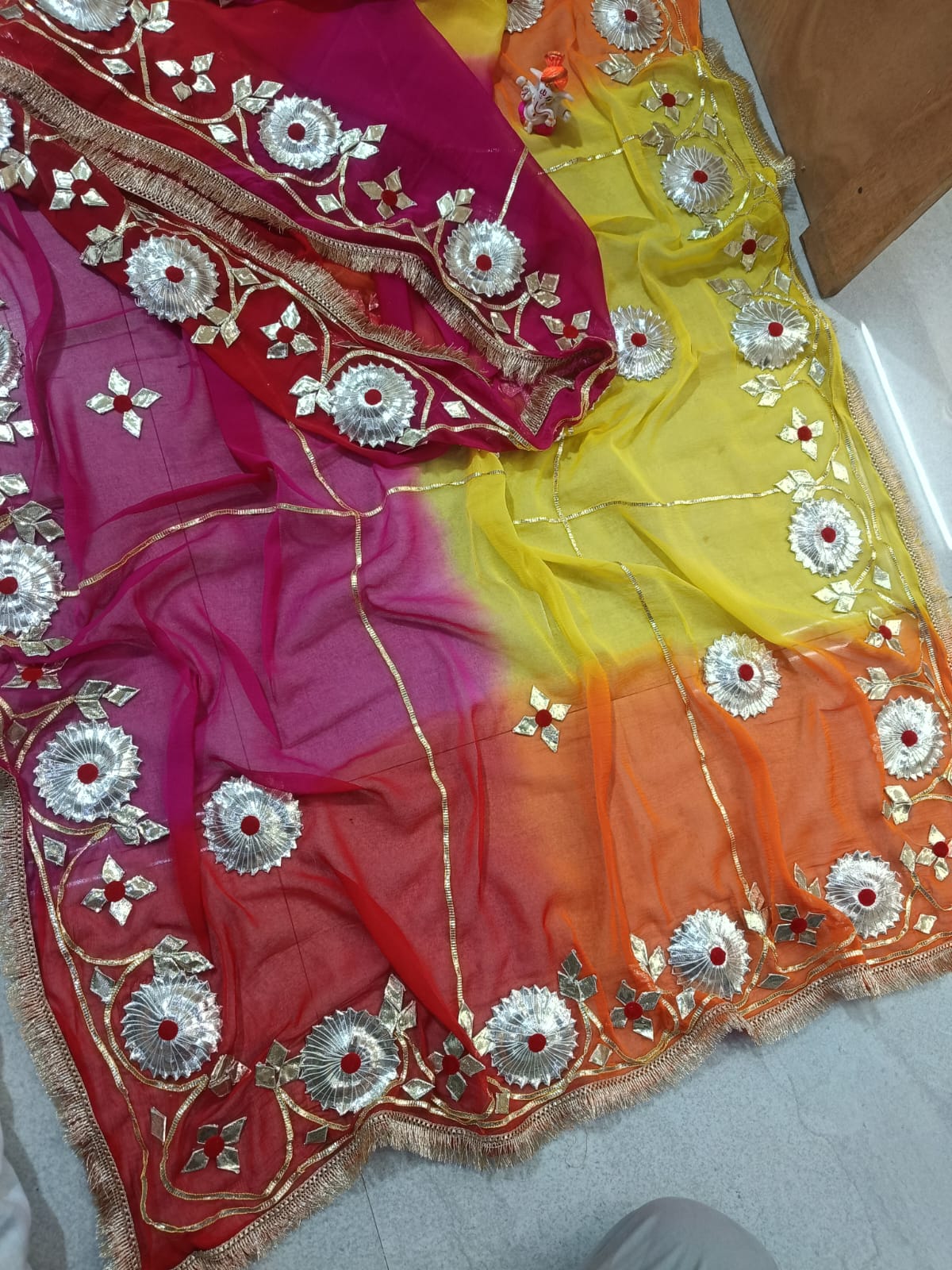 Shubh Sarees - Diamond Chiffon Gota Saree