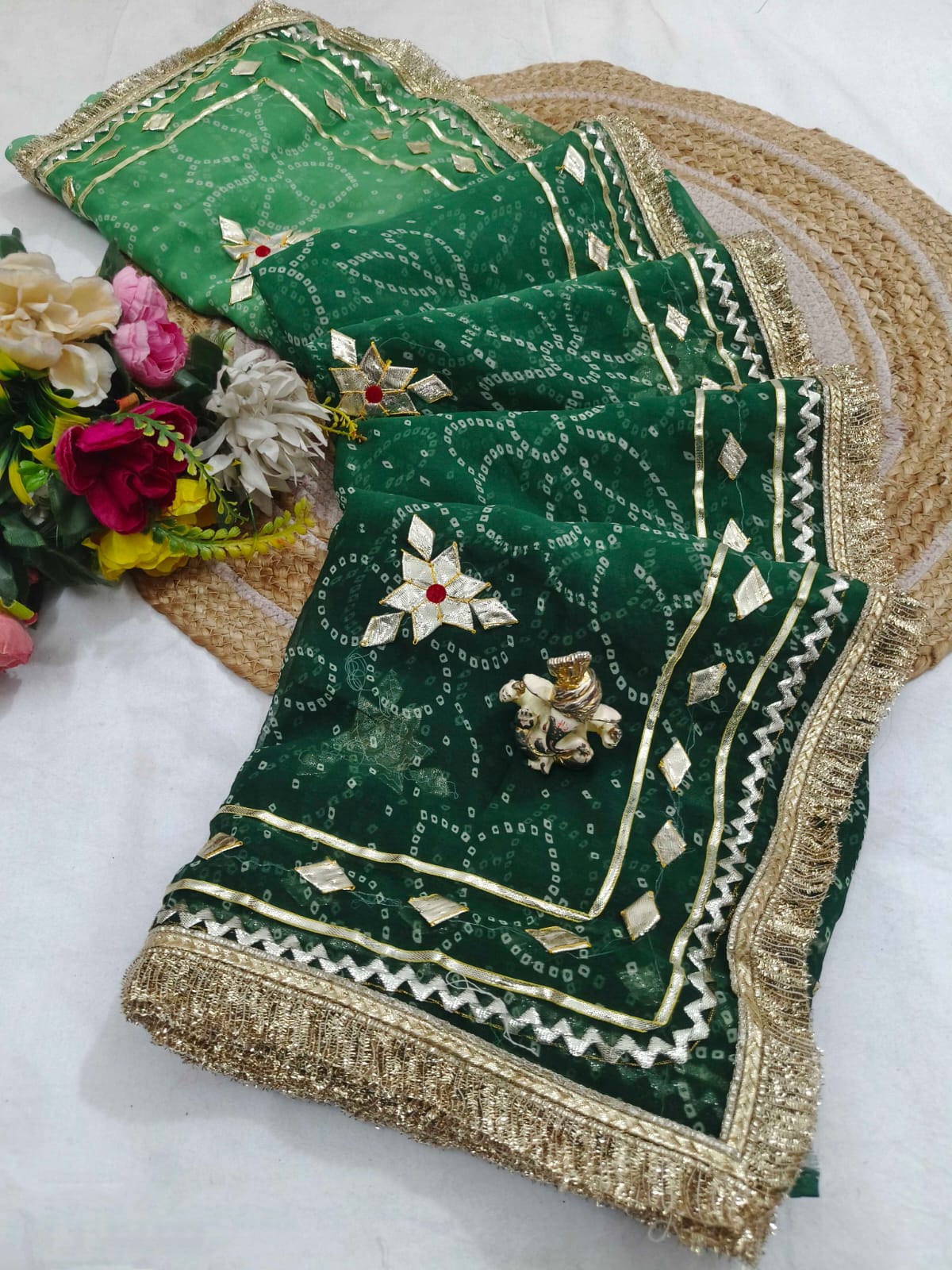 Shubh Sarees - Georgette Gota Chunadi Saree